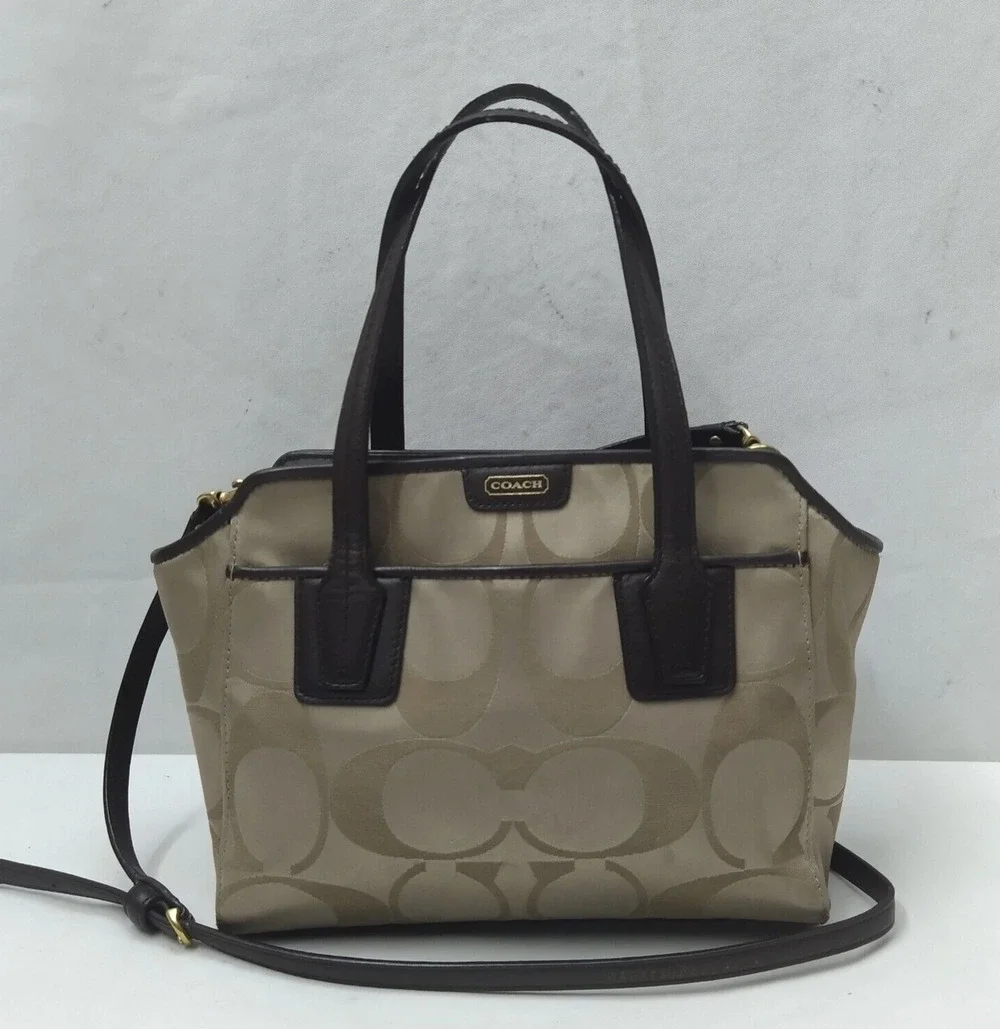 Coach Taylor Signature Light Tan Canvas Mini Tote Cross Body Bag Style# F28641
